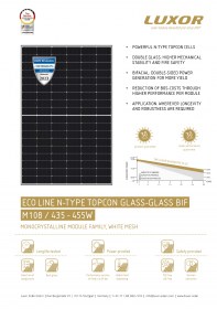 Φωτοβολταϊκό Πάνελ Luxor Eco Line Glass - Glass 450W Bifacial