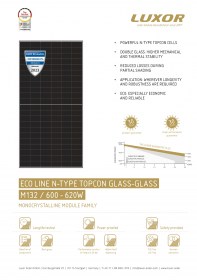 Φωτοβολταϊκό Πάνελ Luxor Eco Line Glass - Glass 610Wp Bifacial